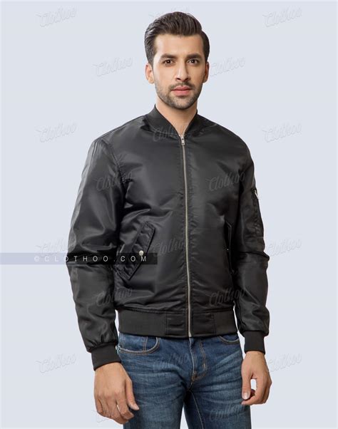 black nylon bomber jacket